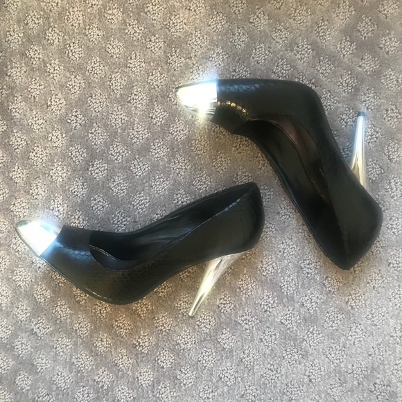 Top Shop Snake print pumps black, silver size 7 - Picture 4 of 7